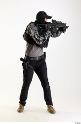 Whole Body Weapons-Rifle Man Pose with machine rifle White Army Athletic Bearded Studio photo references